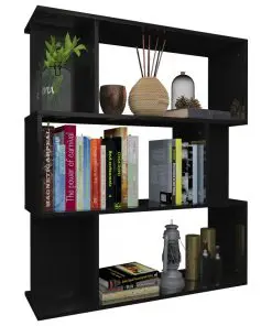 vidaXL Book Cabinet/Room Divider High Gloss Black 80x24x96 cm Chipboard