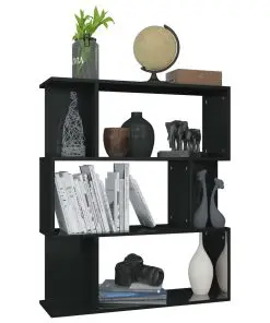 vidaXL Book Cabinet/Room Divider High Gloss Black 80x24x96 cm Chipboard