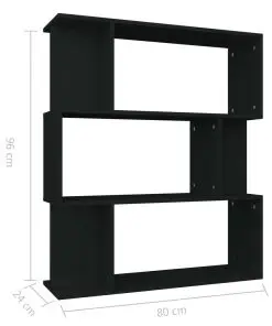 vidaXL Book Cabinet/Room Divider High Gloss Black 80x24x96 cm Chipboard