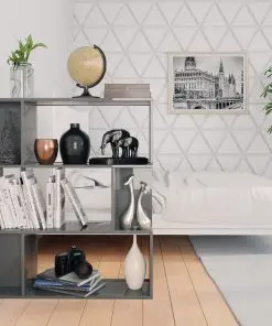 vidaXL Book Cabinet/Room Divider High Gloss Grey 80x24x96 cm Chipboard