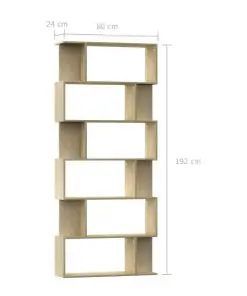 vidaXL Book Cabinet/Room Divider Sonoma Oak 80x24x192 cm Chipboard