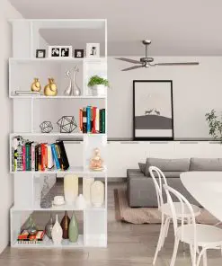 vidaXL Book Cabinet/Room Divider High Gloss White 80x24x192 cm Chipboard