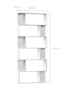 vidaXL Book Cabinet/Room Divider High Gloss White 80x24x192 cm Chipboard