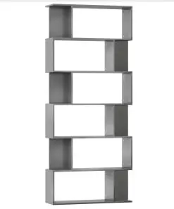 vidaXL Book Cabinet/Room Divider High Gloss Grey 80x24x192cm Chipboard
