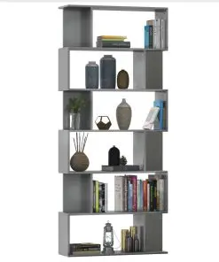 vidaXL Book Cabinet/Room Divider High Gloss Grey 80x24x192cm Chipboard