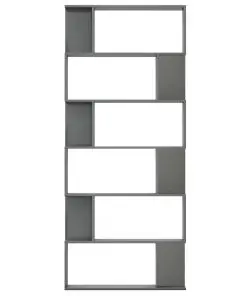 vidaXL Book Cabinet/Room Divider High Gloss Grey 80x24x192cm Chipboard