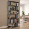 vidaXL Book Cabinet/Room Divider High Gloss Grey 80x24x192cm Chipboard vidaXL Book Cabinet/Room Divider High Gloss Grey 80x24x192cm Chipboard