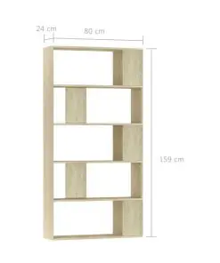 vidaXL Book Cabinet/Room Divider Sonoma Oak 80x24x159 cm Chipboard