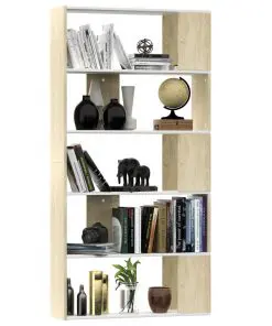 vidaXL Book Cabinet/Room Divider White and Sonoma Oak 80x24x159cm Chipboard