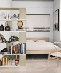 vidaXL Book Cabinet/Room Divider White and Sonoma Oak 80x24x159cm Chipboard