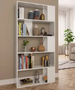 vidaXL Book Cabinet/Room Divider High Gloss White 80x24x159cm Chipboard