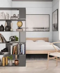 vidaXL Book Cabinet/Room Divider High Gloss Grey 80x24x159 cm Chipboard