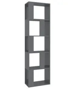 vidaXL Book Cabinet/Room Divider High Gloss Grey 45x24x159 cm Chipboard