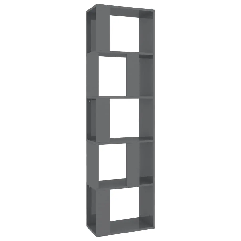 vidaXL Book Cabinet/Room Divider High Gloss Grey 45x24x159 cm Chipboard