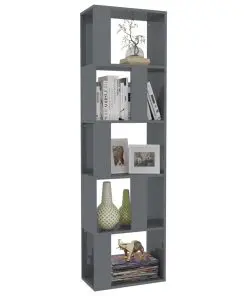 vidaXL Book Cabinet/Room Divider High Gloss Grey 45x24x159 cm Chipboard