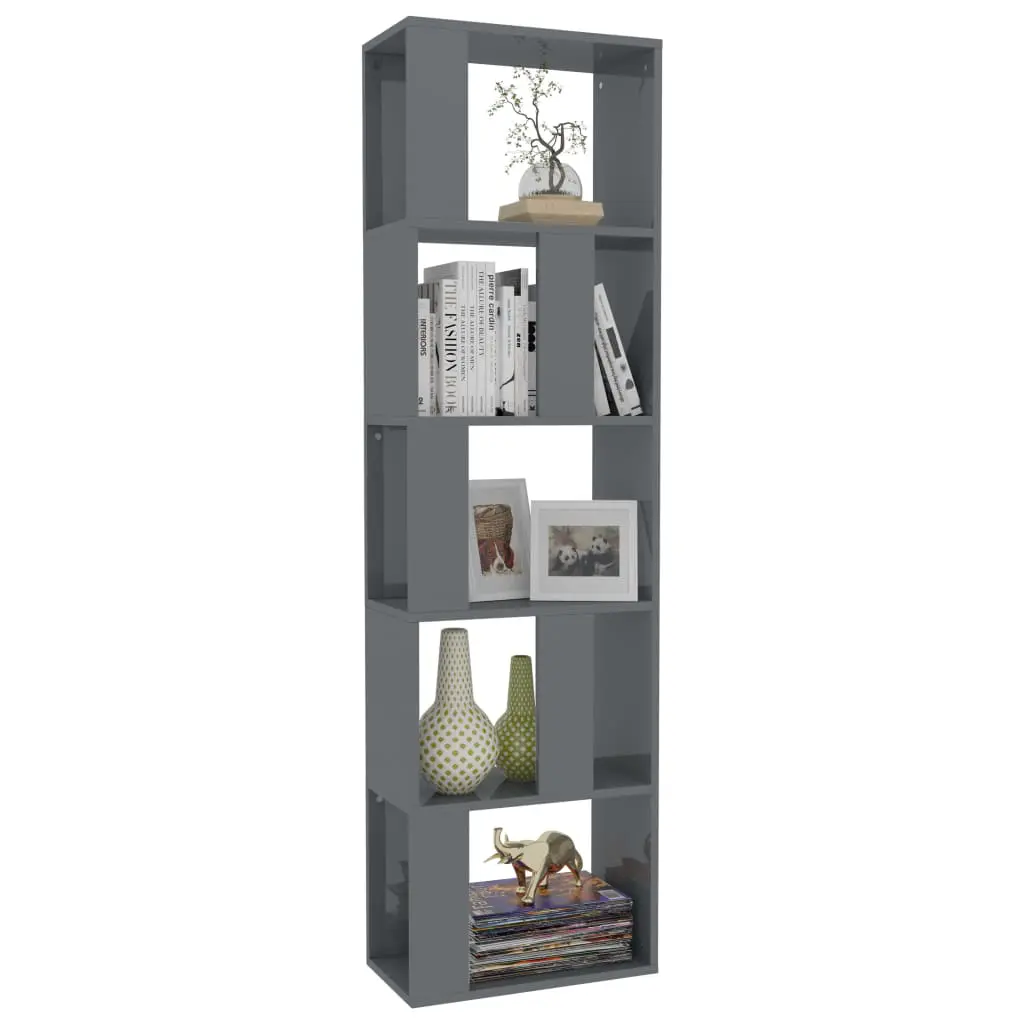 vidaXL Book Cabinet/Room Divider High Gloss Grey 45x24x159 cm Chipboard