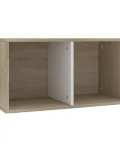 vidaXL Vinyl Storage Box White and Sonoma Oak 71x34x36 cm Chipboard