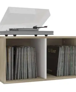 vidaXL Vinyl Storage Box White and Sonoma Oak 71x34x36 cm Chipboard