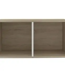 vidaXL Vinyl Storage Box White and Sonoma Oak 71x34x36 cm Chipboard
