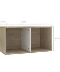 vidaXL Vinyl Storage Box White and Sonoma Oak 71x34x36 cm Chipboard
