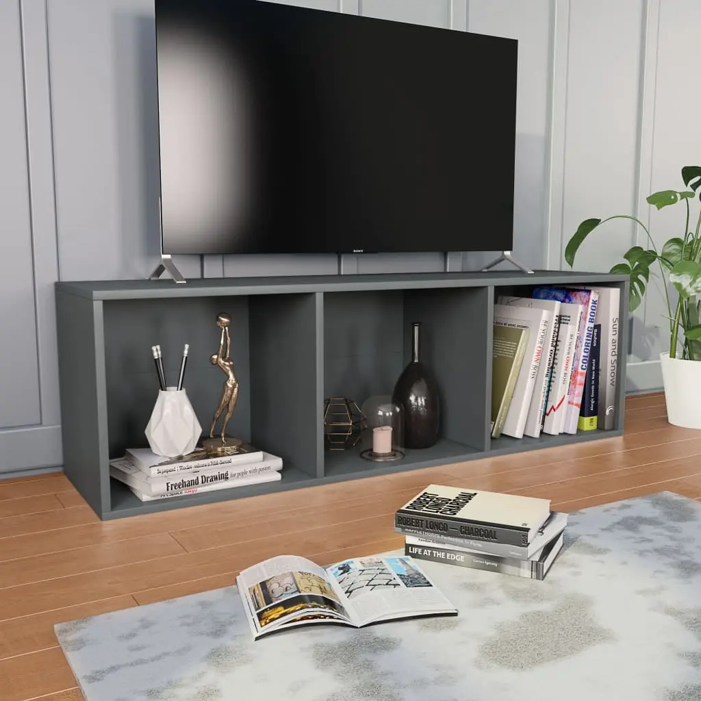 vidaXL Book Cabinet/TV Cabinet Grey 36x30x114 cm Chipboard
