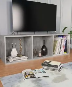 vidaXL Book Cabinet/TV Cabinet Concrete Grey 36x30x114 cm Chipboard