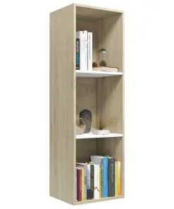 vidaXL Book Cabinet/TV Cabinet White and Sonoma Oak 36x30x114 cm Chipboard