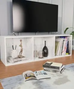 vidaXL Book Cabinet/TV Cabinet High Gloss White 36x30x114 cm Chipboard