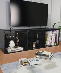 vidaXL Book Cabinet/TV Cabinet High Gloss Black 36x30x114 cm Chipboard