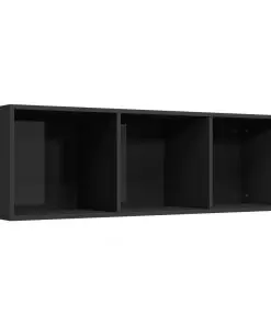 vidaXL Book Cabinet/TV Cabinet High Gloss Black 36x30x114 cm Chipboard