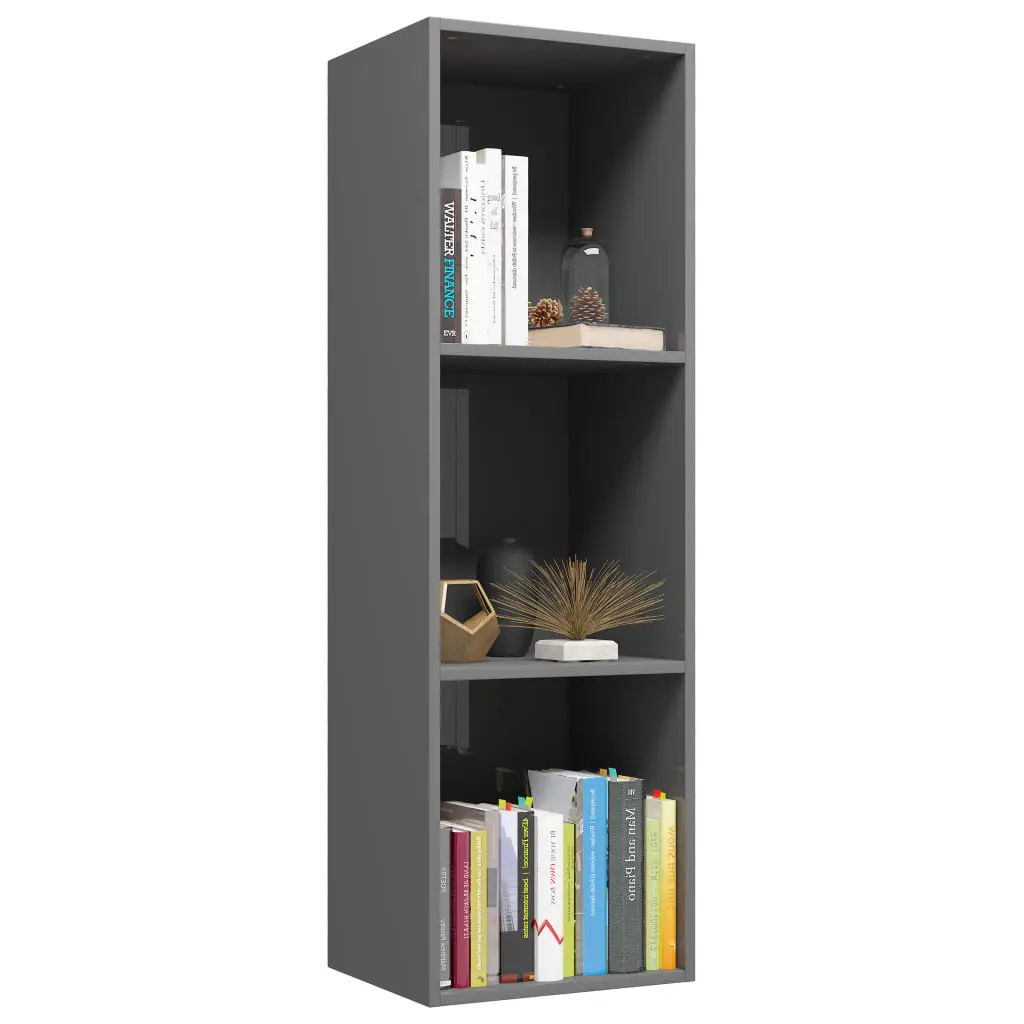 vidaXL Book Cabinet/TV Cabinet High Gloss Grey 36x30x114 cm Chipboard