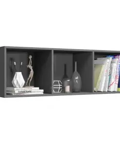 vidaXL Book Cabinet/TV Cabinet High Gloss Grey 36x30x114 cm Chipboard