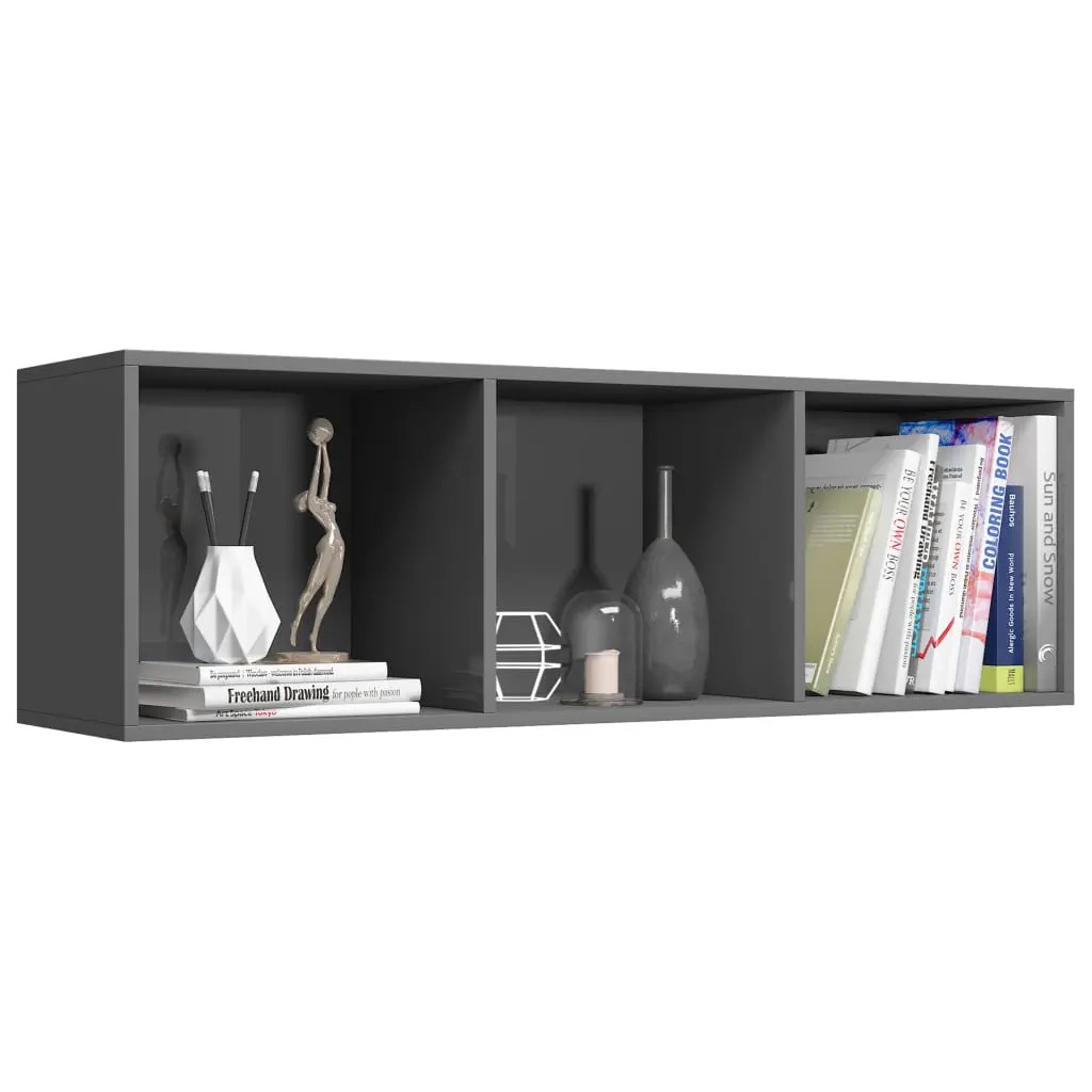 vidaXL Book Cabinet/TV Cabinet High Gloss Grey 36x30x114 cm Chipboard