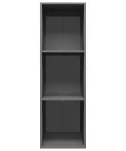 vidaXL Book Cabinet/TV Cabinet High Gloss Grey 36x30x114 cm Chipboard