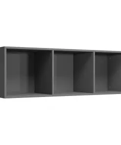 vidaXL Book Cabinet/TV Cabinet High Gloss Grey 36x30x114 cm Chipboard