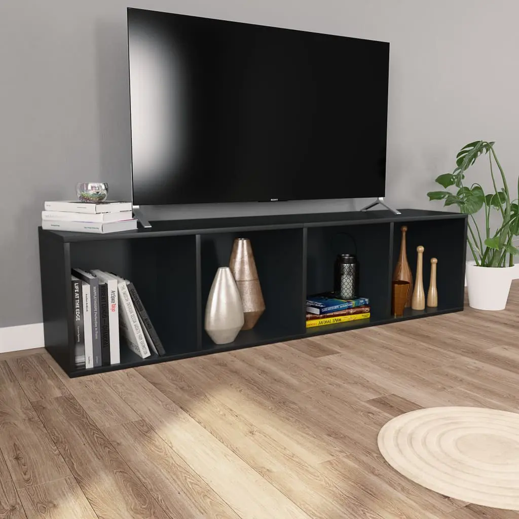 vidaXL Book Cabinet/TV Cabinet Black 36x30x143 cm Chipboard