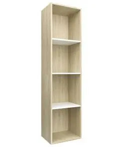vidaXL Book Cabinet/TV Cabinet White and Sonoma Oak 36x30x143 cm Chipboard