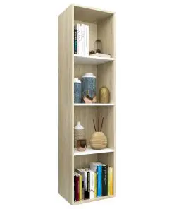 vidaXL Book Cabinet/TV Cabinet White and Sonoma Oak 36x30x143 cm Chipboard