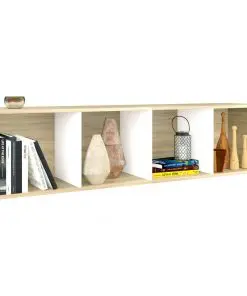 vidaXL Book Cabinet/TV Cabinet White and Sonoma Oak 36x30x143 cm Chipboard