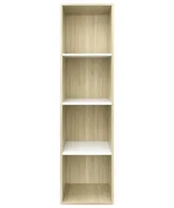 vidaXL Book Cabinet/TV Cabinet White and Sonoma Oak 36x30x143 cm Chipboard