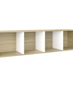 vidaXL Book Cabinet/TV Cabinet White and Sonoma Oak 36x30x143 cm Chipboard