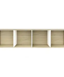 vidaXL Book Cabinet/TV Cabinet White and Sonoma Oak 36x30x143 cm Chipboard