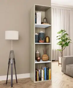 vidaXL Book Cabinet/TV Cabinet White and Sonoma Oak 36x30x143 cm Chipboard