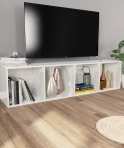 vidaXL Book Cabinet/TV Cabinet High Gloss White 36x30x143 cm Chipboard