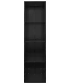 vidaXL Book Cabinet/TV Cabinet High Gloss Black 36x30x143 cm Chipboard