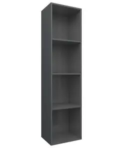 vidaXL Book Cabinet/TV Cabinet High Gloss Grey 36x30x143 cm Chipboard