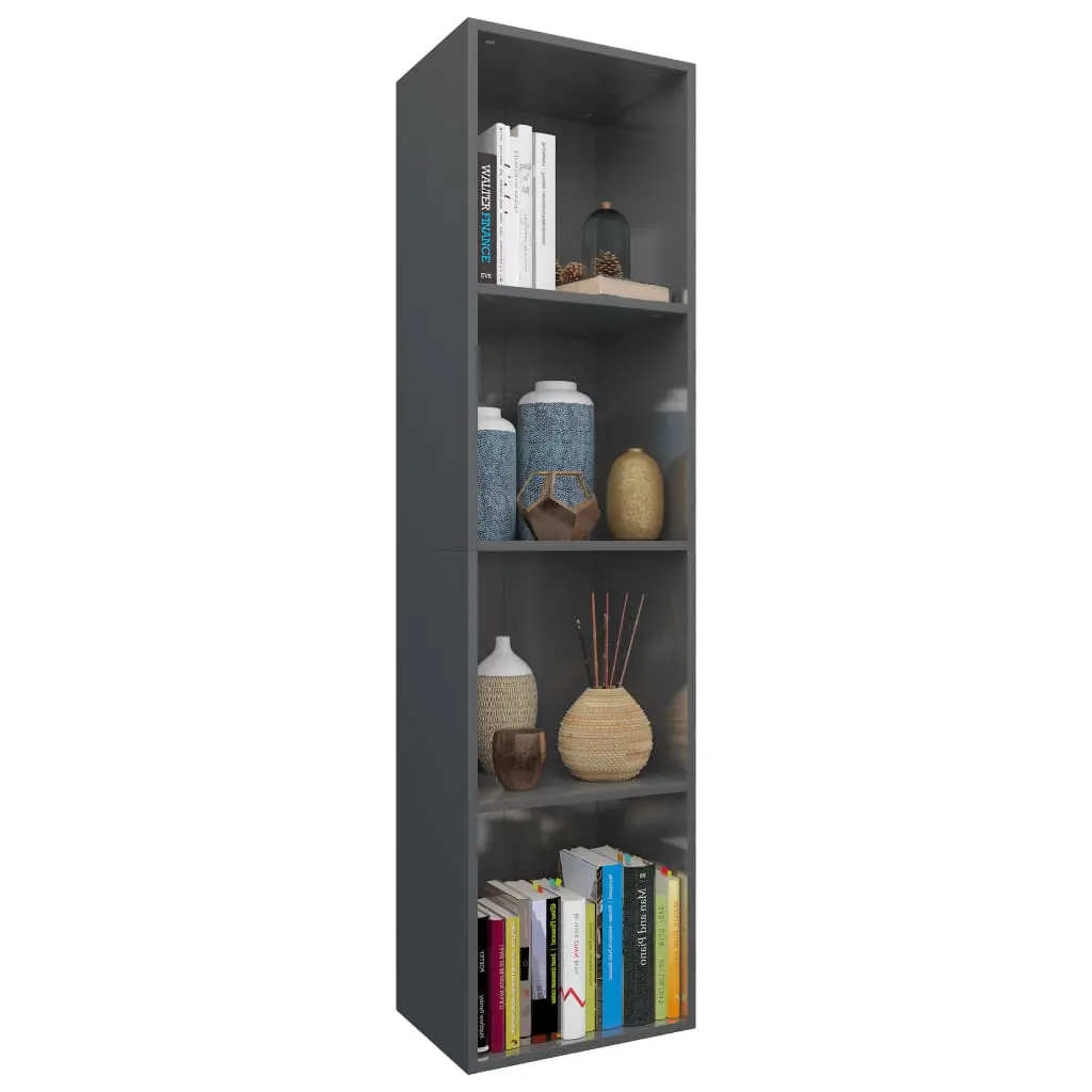 vidaXL Book Cabinet/TV Cabinet High Gloss Grey 36x30x143 cm Chipboard