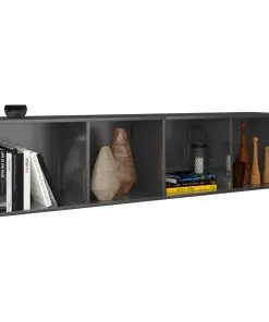 vidaXL Book Cabinet/TV Cabinet High Gloss Grey 36x30x143 cm Chipboard