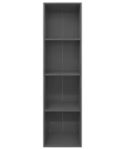 vidaXL Book Cabinet/TV Cabinet High Gloss Grey 36x30x143 cm Chipboard