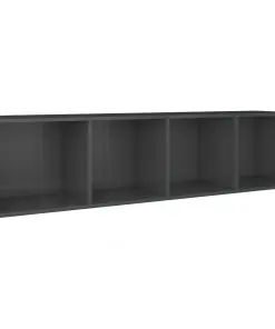 vidaXL Book Cabinet/TV Cabinet High Gloss Grey 36x30x143 cm Chipboard